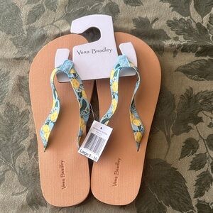 Vera Bradley Blue and Yellow Flip Flops